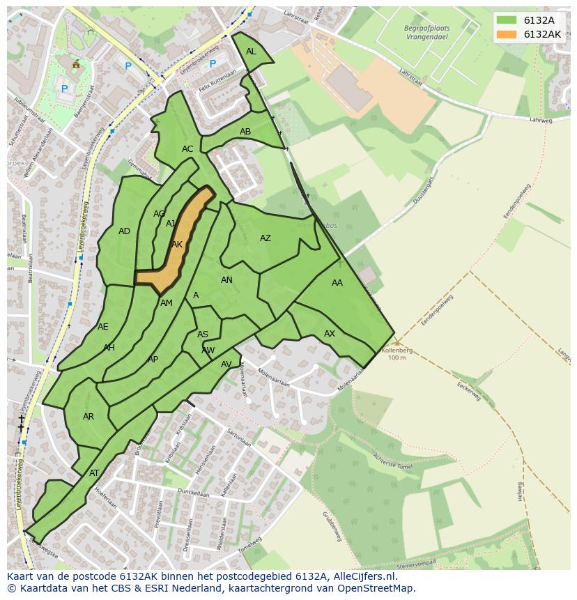 Afbeelding van het postcodegebied 6132 AK op de kaart.