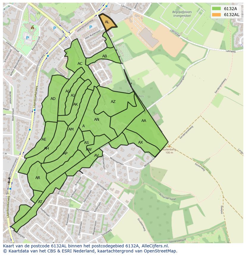 Afbeelding van het postcodegebied 6132 AL op de kaart.