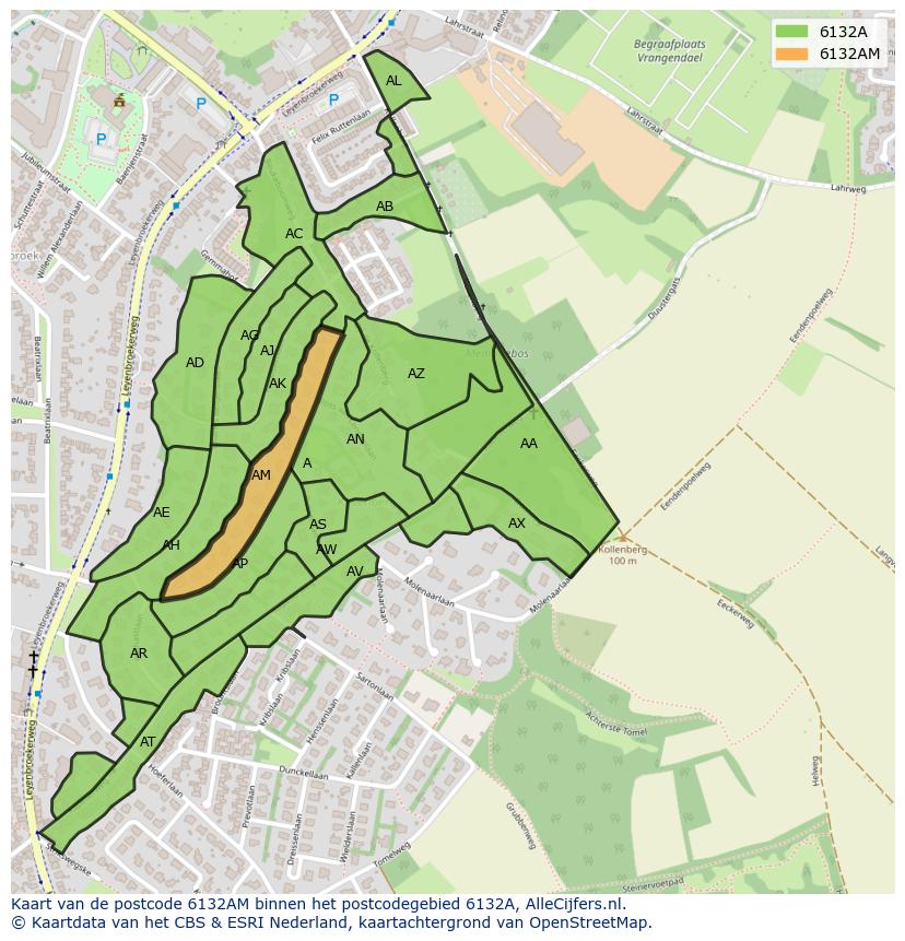 Afbeelding van het postcodegebied 6132 AM op de kaart.