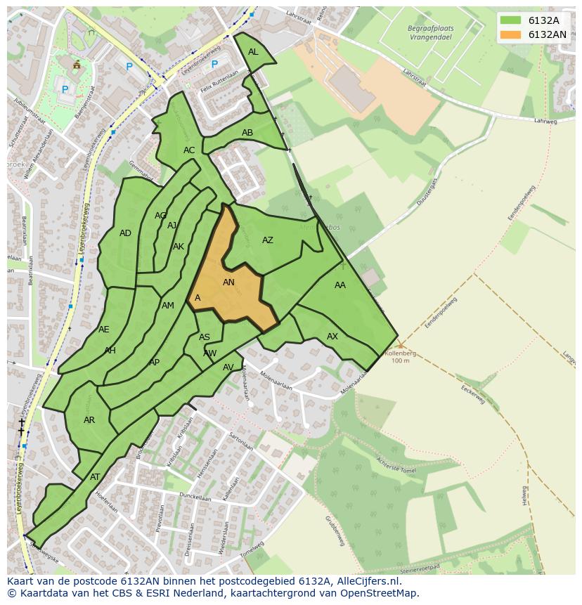 Afbeelding van het postcodegebied 6132 AN op de kaart.