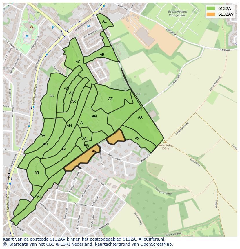 Afbeelding van het postcodegebied 6132 AV op de kaart.