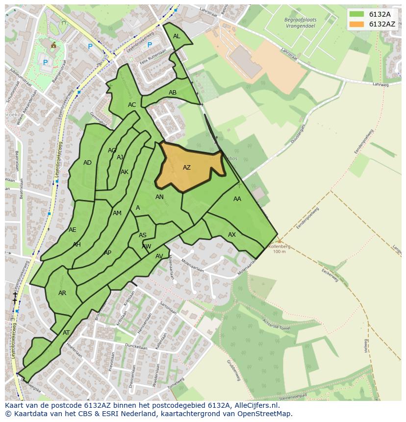 Afbeelding van het postcodegebied 6132 AZ op de kaart.