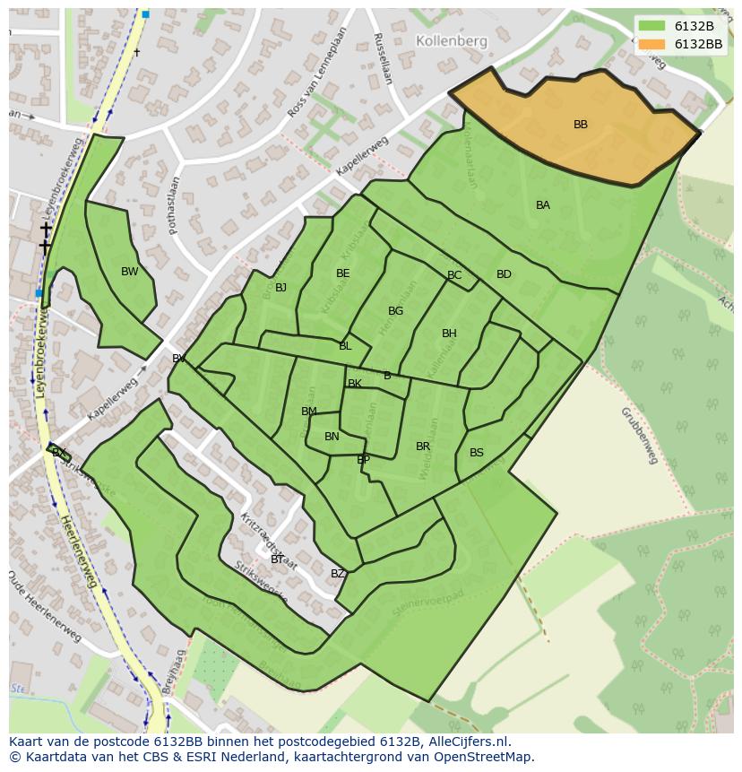 Afbeelding van het postcodegebied 6132 BB op de kaart.
