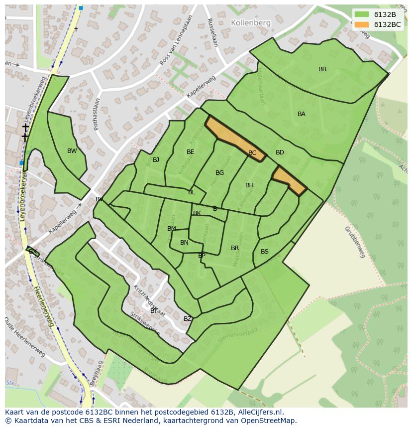 Afbeelding van het postcodegebied 6132 BC op de kaart.