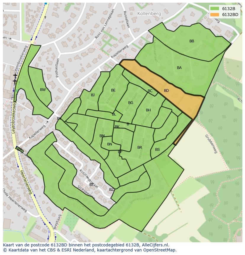 Afbeelding van het postcodegebied 6132 BD op de kaart.
