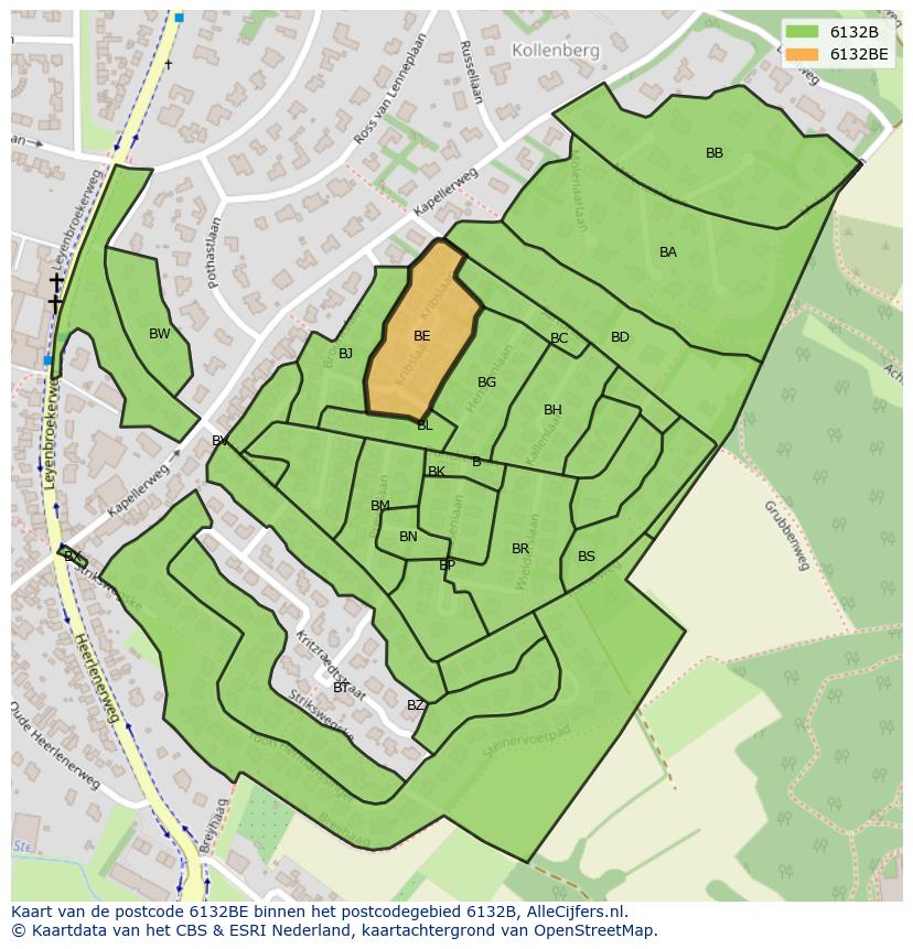 Afbeelding van het postcodegebied 6132 BE op de kaart.