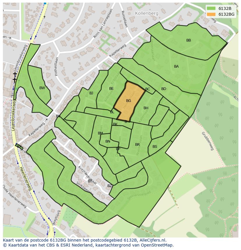 Afbeelding van het postcodegebied 6132 BG op de kaart.