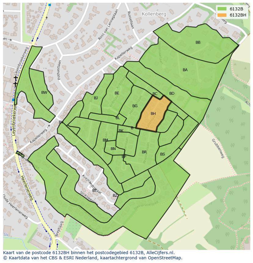 Afbeelding van het postcodegebied 6132 BH op de kaart.