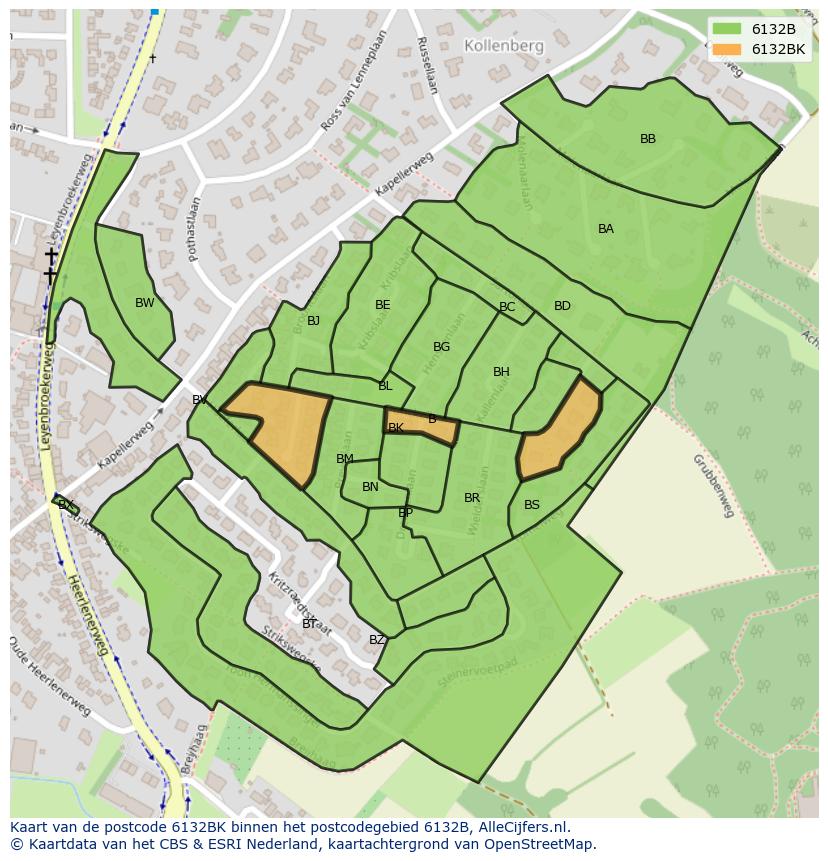 Afbeelding van het postcodegebied 6132 BK op de kaart.