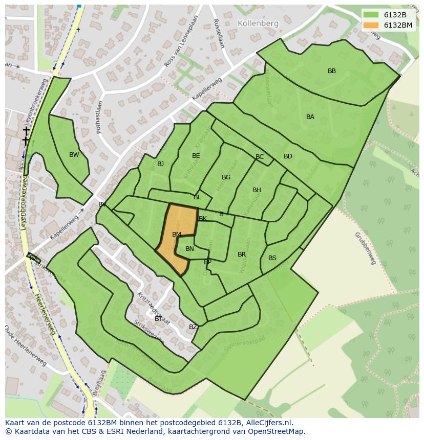 Afbeelding van het postcodegebied 6132 BM op de kaart.