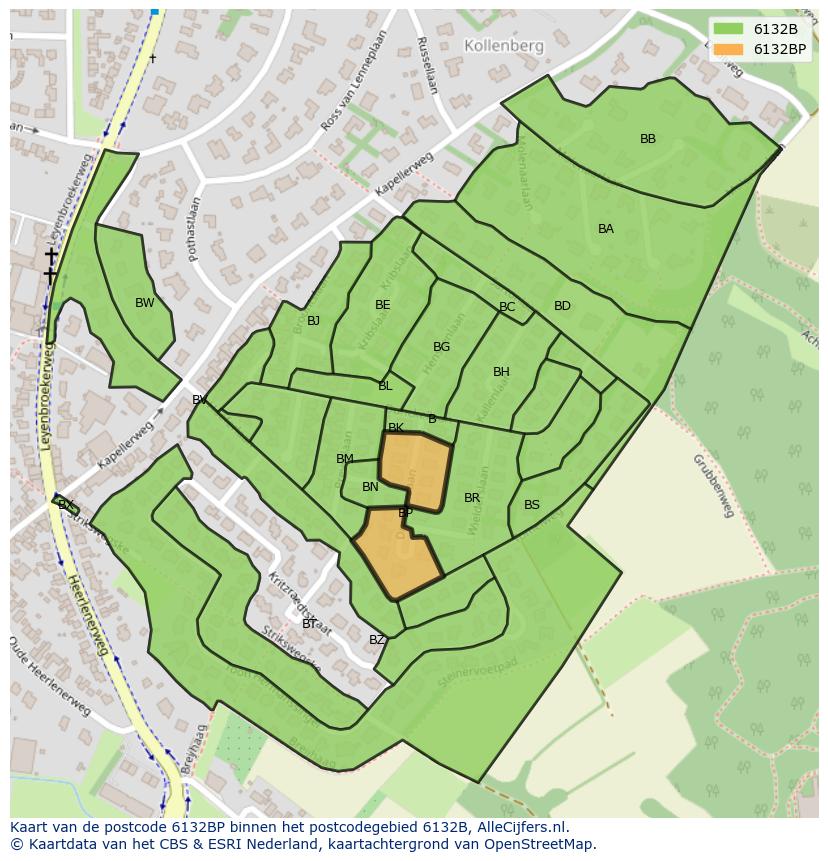 Afbeelding van het postcodegebied 6132 BP op de kaart.