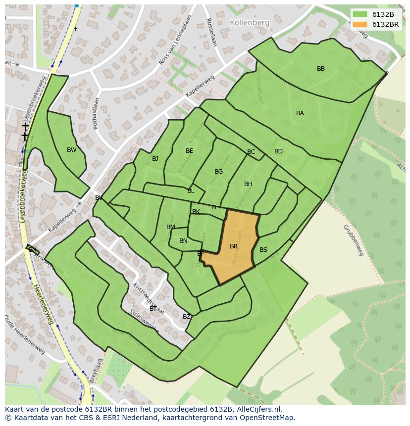 Afbeelding van het postcodegebied 6132 BR op de kaart.