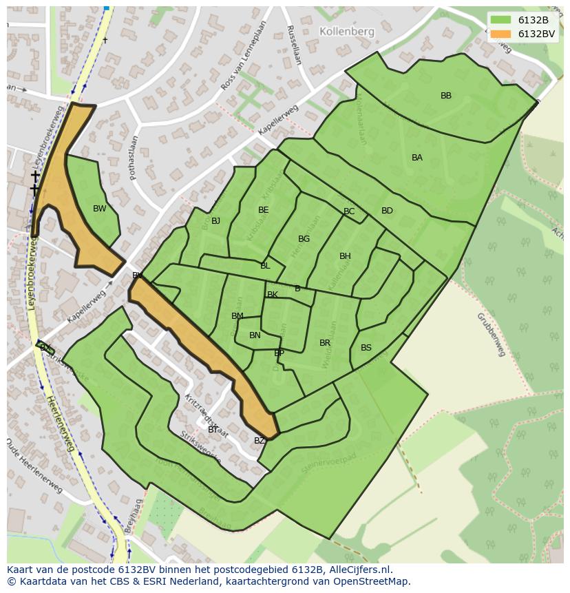 Afbeelding van het postcodegebied 6132 BV op de kaart.
