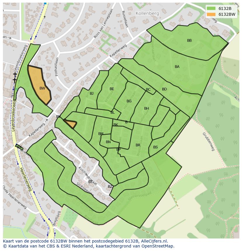 Afbeelding van het postcodegebied 6132 BW op de kaart.