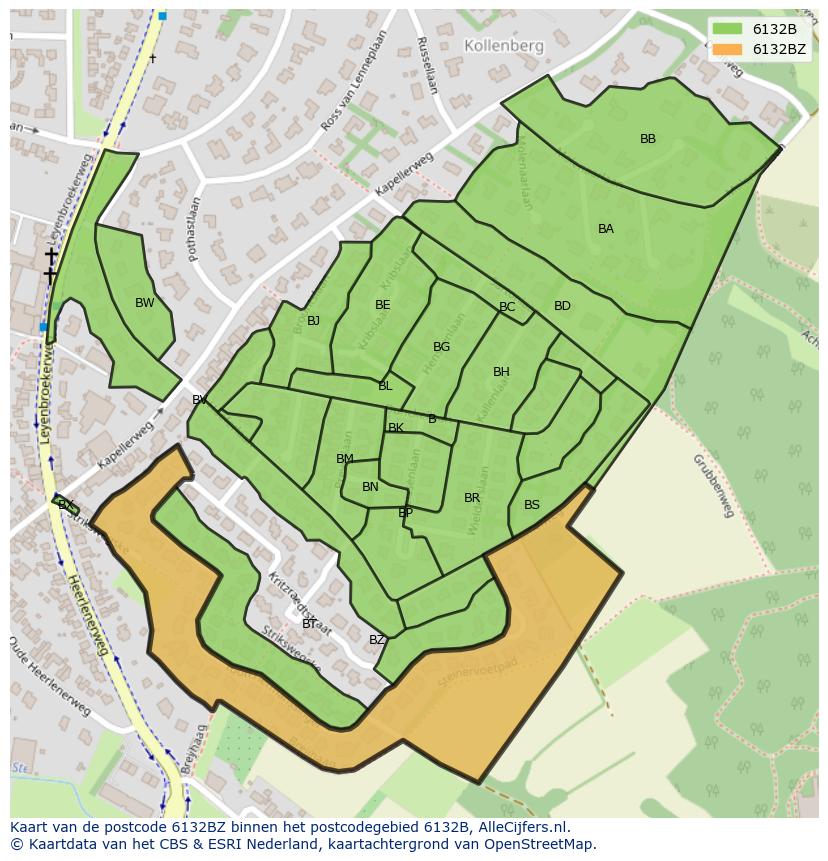 Afbeelding van het postcodegebied 6132 BZ op de kaart.