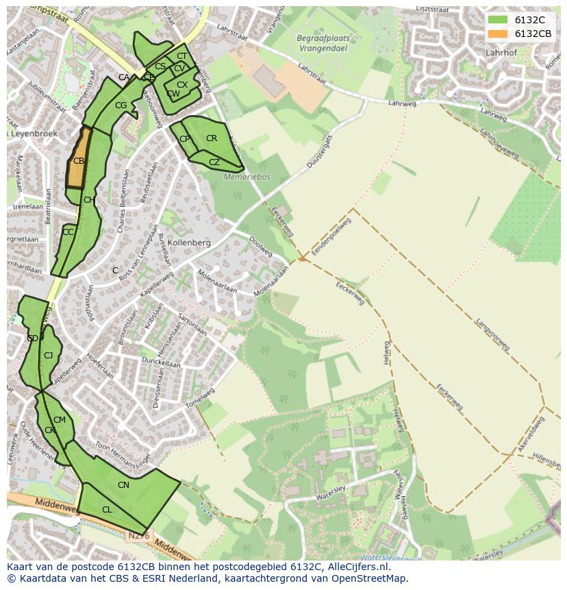 Afbeelding van het postcodegebied 6132 CB op de kaart.