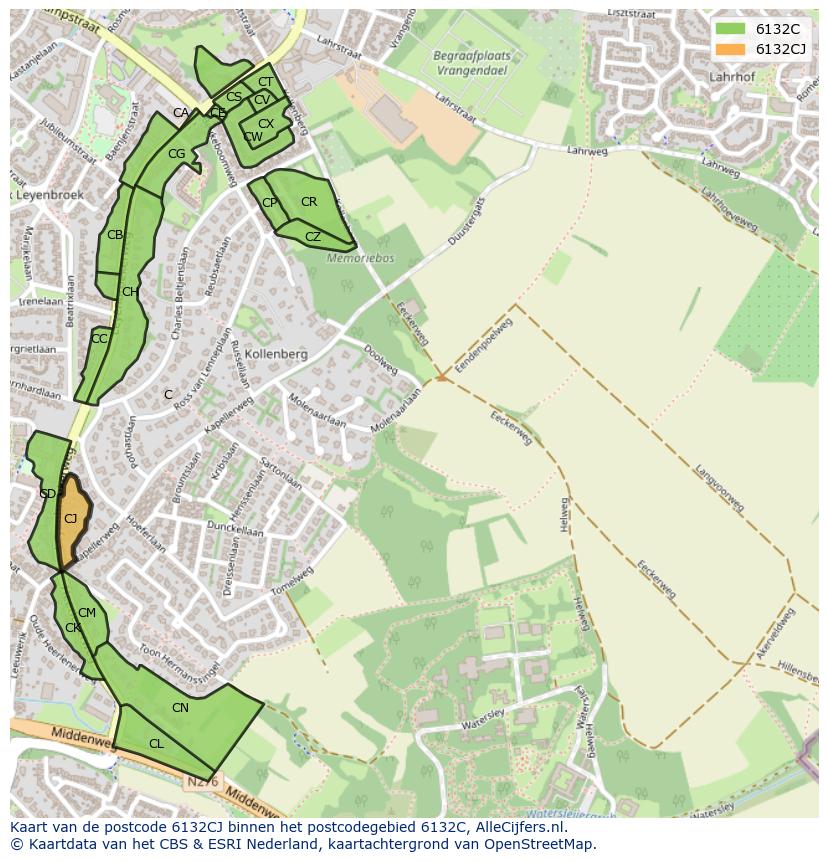 Afbeelding van het postcodegebied 6132 CJ op de kaart.
