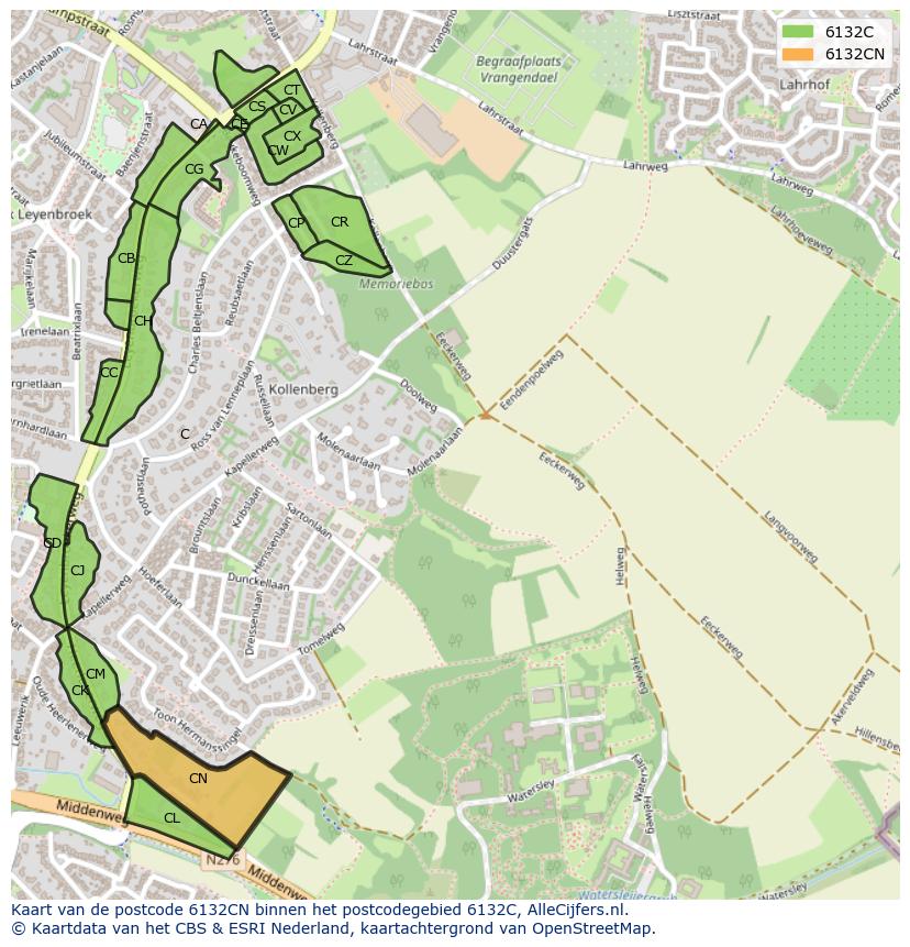 Afbeelding van het postcodegebied 6132 CN op de kaart.