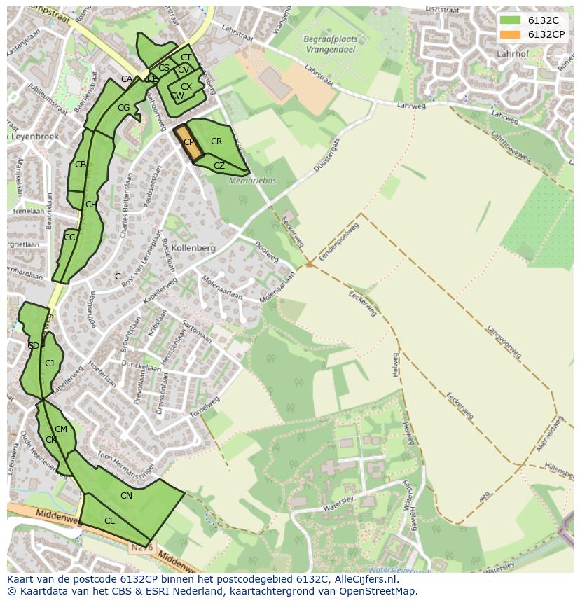 Afbeelding van het postcodegebied 6132 CP op de kaart.