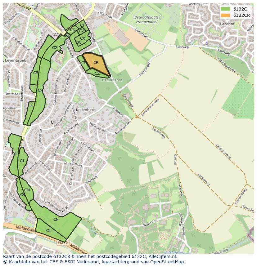 Afbeelding van het postcodegebied 6132 CR op de kaart.