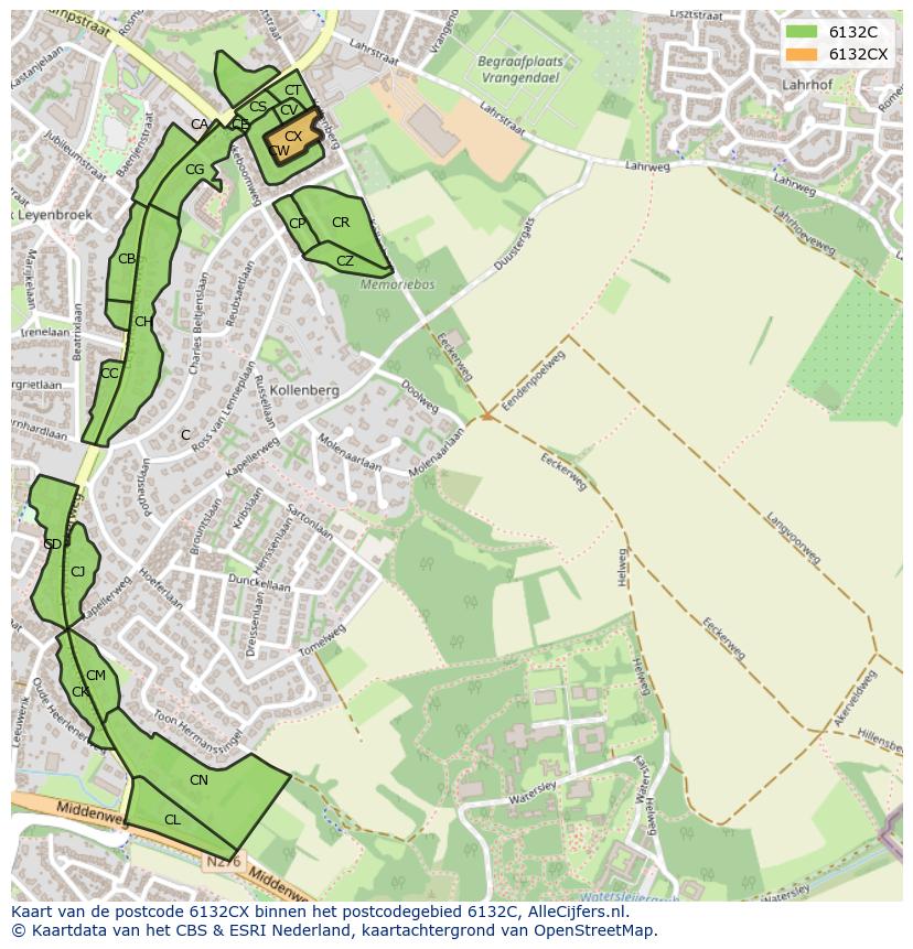 Afbeelding van het postcodegebied 6132 CX op de kaart.