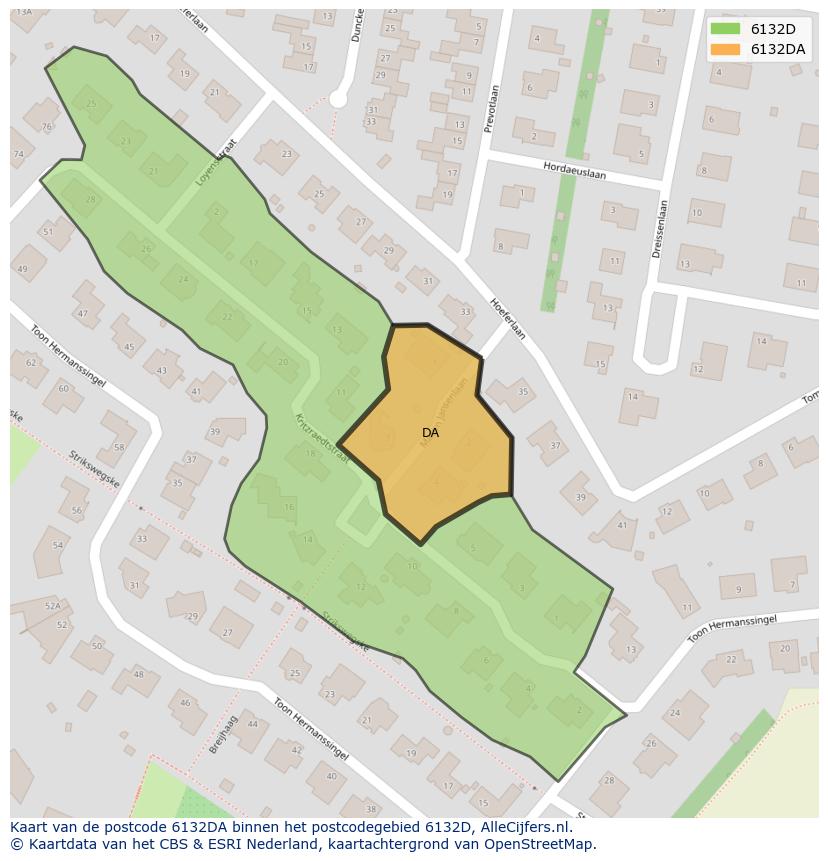 Afbeelding van het postcodegebied 6132 DA op de kaart.