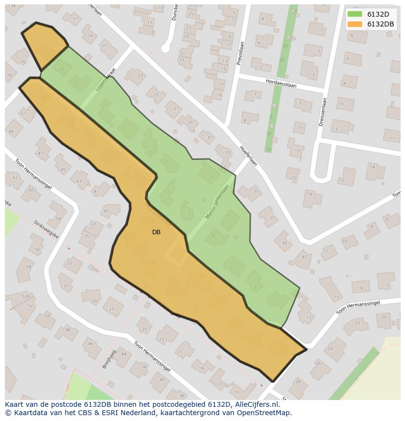 Afbeelding van het postcodegebied 6132 DB op de kaart.