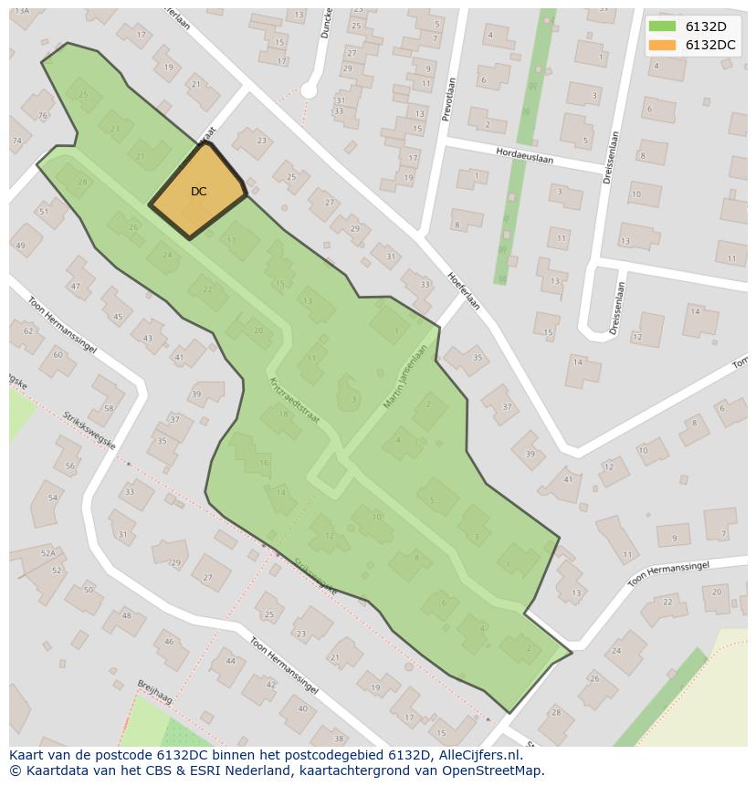 Afbeelding van het postcodegebied 6132 DC op de kaart.
