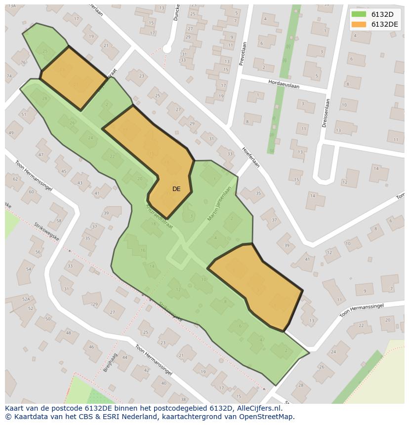 Afbeelding van het postcodegebied 6132 DE op de kaart.