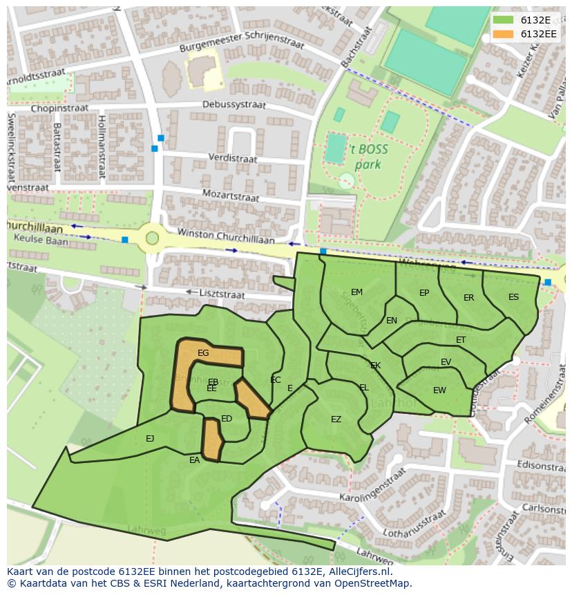 Afbeelding van het postcodegebied 6132 EE op de kaart.