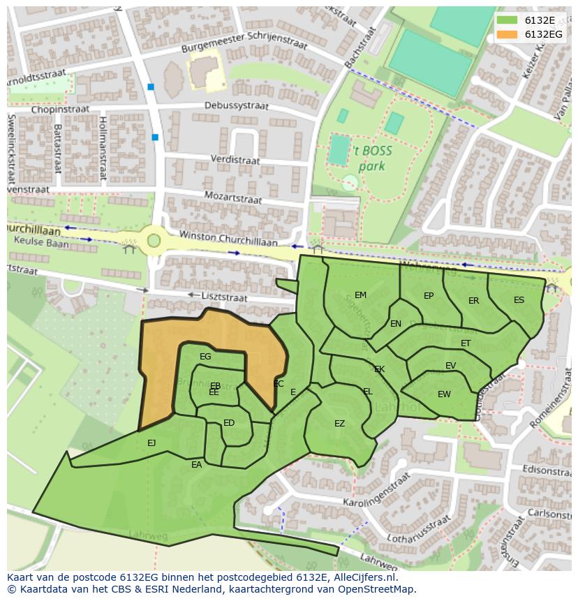 Afbeelding van het postcodegebied 6132 EG op de kaart.