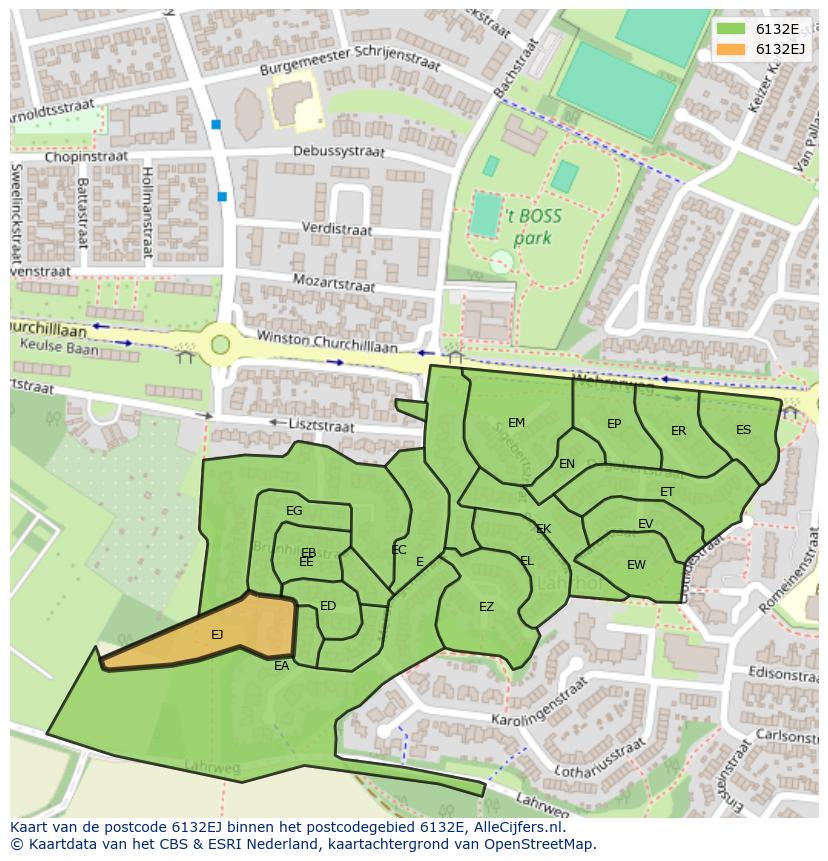 Afbeelding van het postcodegebied 6132 EJ op de kaart.