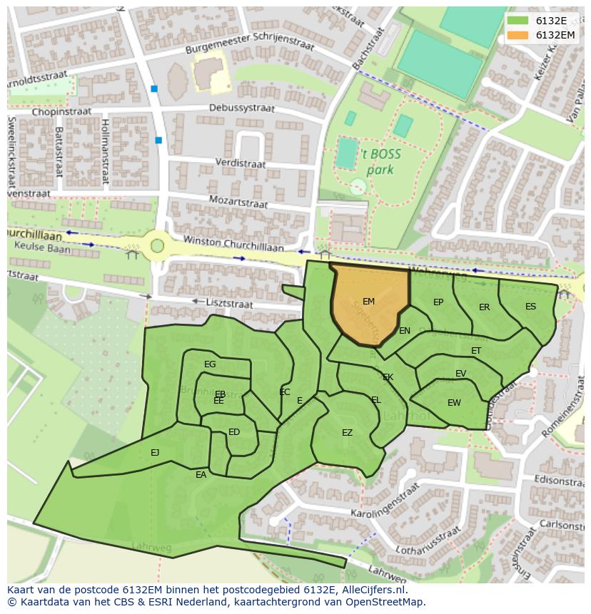 Afbeelding van het postcodegebied 6132 EM op de kaart.