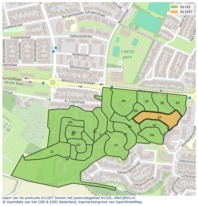 Afbeelding van het postcodegebied 6132 ET op de kaart.