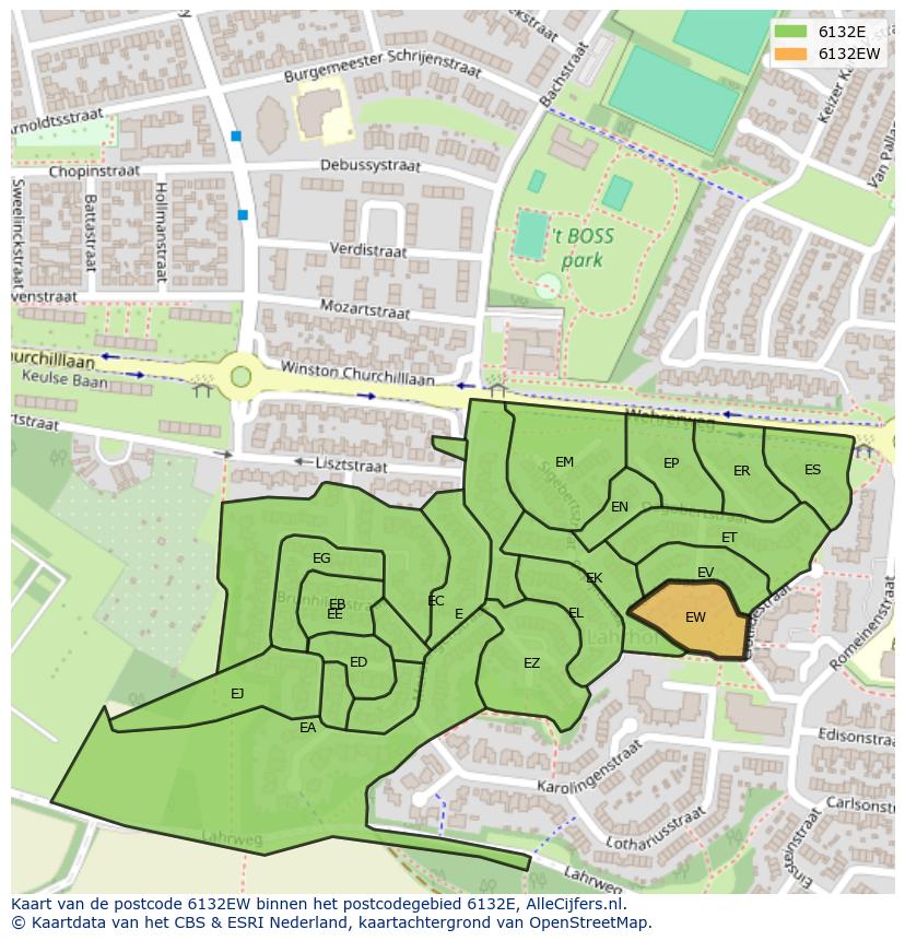 Afbeelding van het postcodegebied 6132 EW op de kaart.