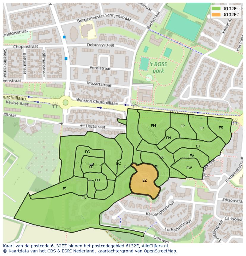 Afbeelding van het postcodegebied 6132 EZ op de kaart.