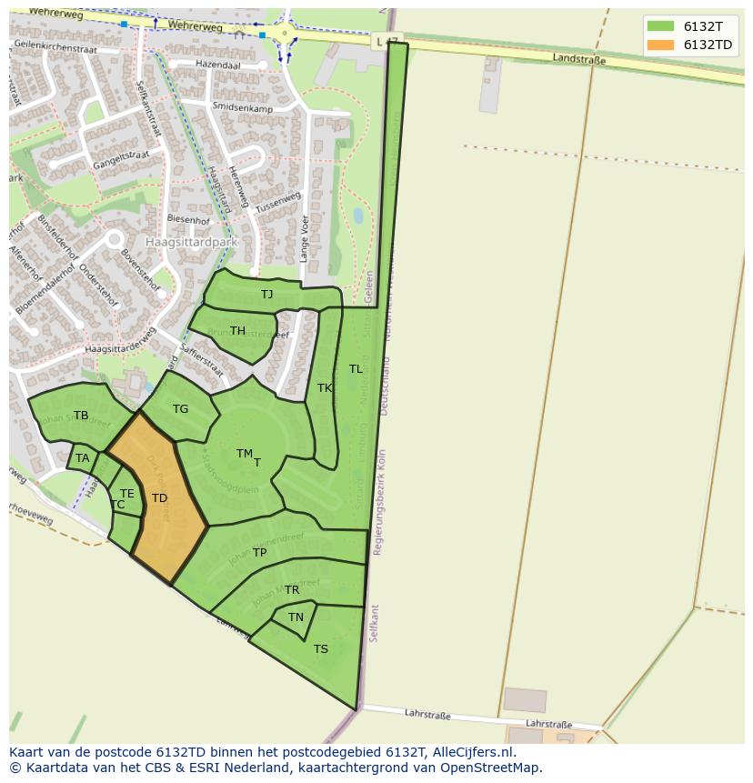 Afbeelding van het postcodegebied 6132 TD op de kaart.