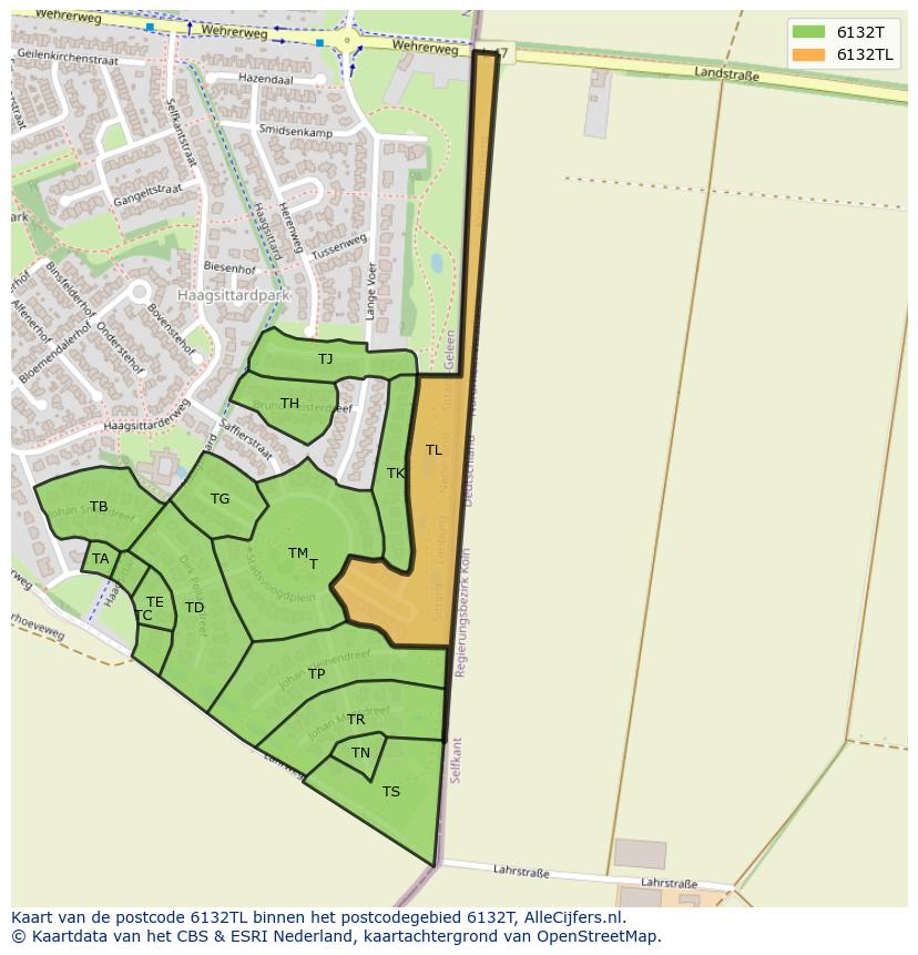 Afbeelding van het postcodegebied 6132 TL op de kaart.