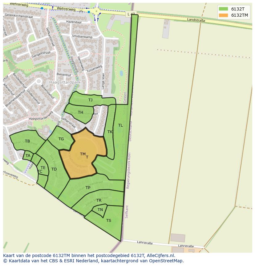 Afbeelding van het postcodegebied 6132 TM op de kaart.