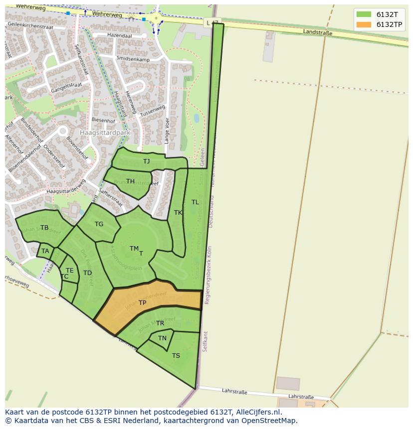 Afbeelding van het postcodegebied 6132 TP op de kaart.
