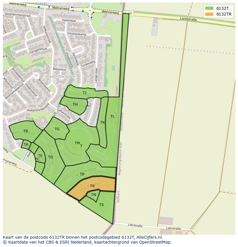 Afbeelding van het postcodegebied 6132 TR op de kaart.