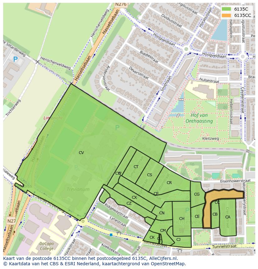 Afbeelding van het postcodegebied 6135 CC op de kaart.