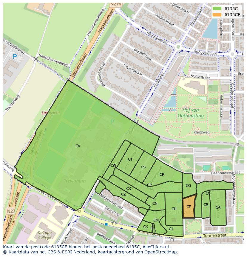 Afbeelding van het postcodegebied 6135 CE op de kaart.