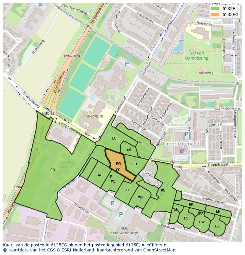 Afbeelding van het postcodegebied 6135 EG op de kaart.