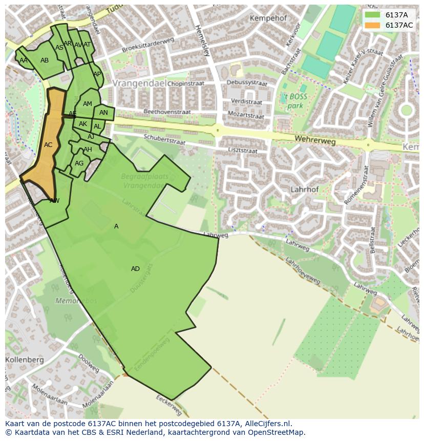Afbeelding van het postcodegebied 6137 AC op de kaart.