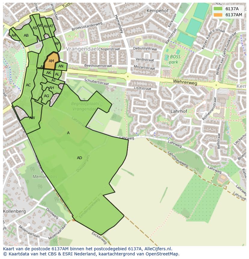 Afbeelding van het postcodegebied 6137 AM op de kaart.