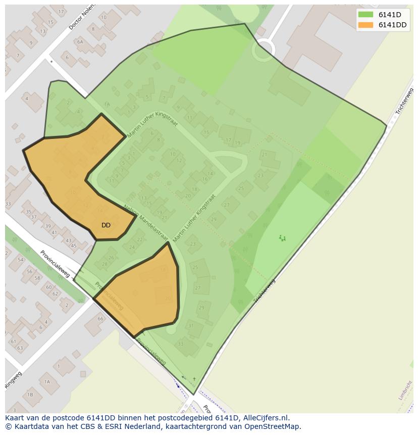 Afbeelding van het postcodegebied 6141 DD op de kaart.