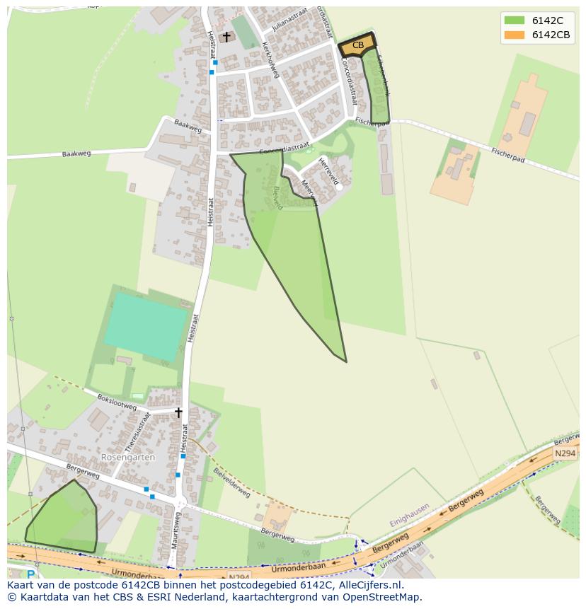 Afbeelding van het postcodegebied 6142 CB op de kaart.
