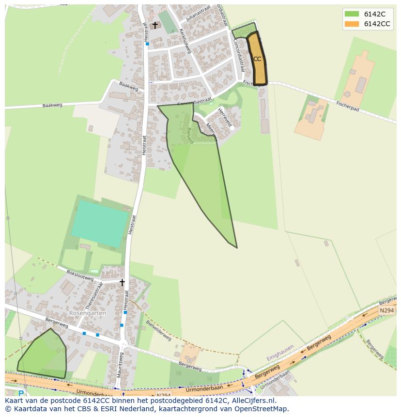 Afbeelding van het postcodegebied 6142 CC op de kaart.