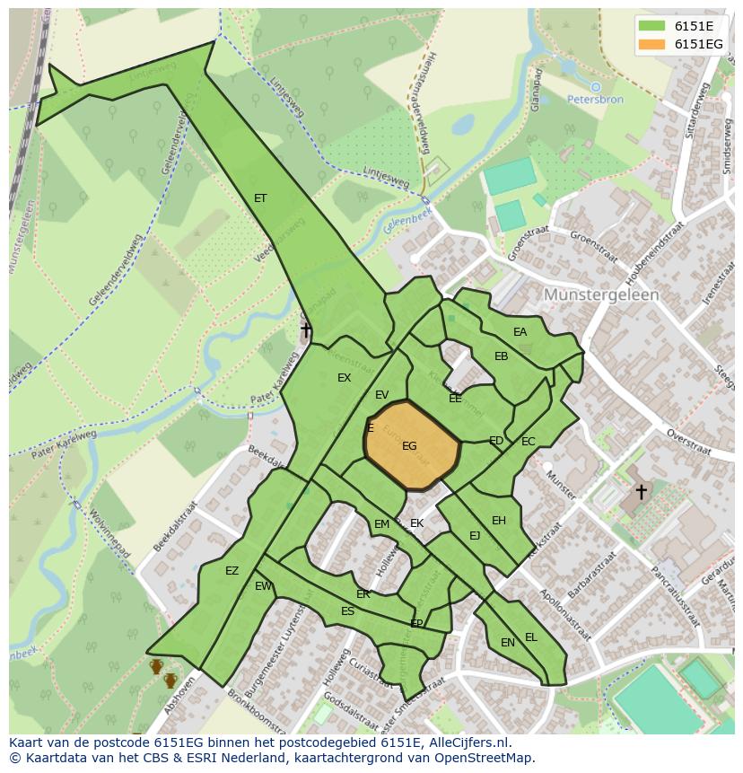 Afbeelding van het postcodegebied 6151 EG op de kaart.